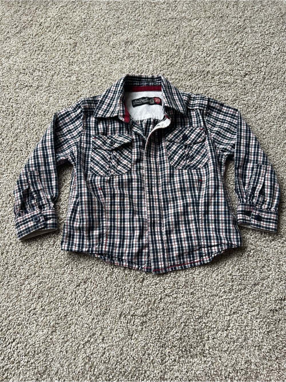 Sovereign Code Boys Plaid Button-Down Shirt - Red, Navy & White